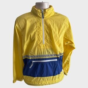 BT Equipment Boston Traders Yellow Nylon Pullover Hidden Hood Jacket Large